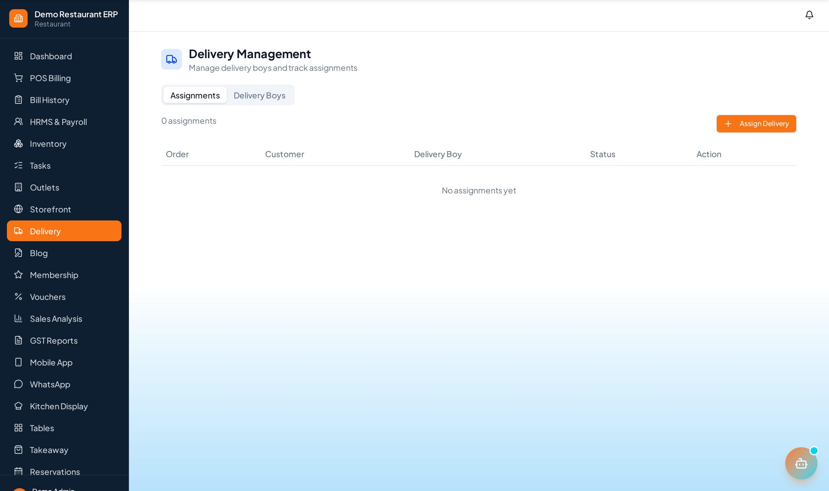 ERP Node delivery management queue