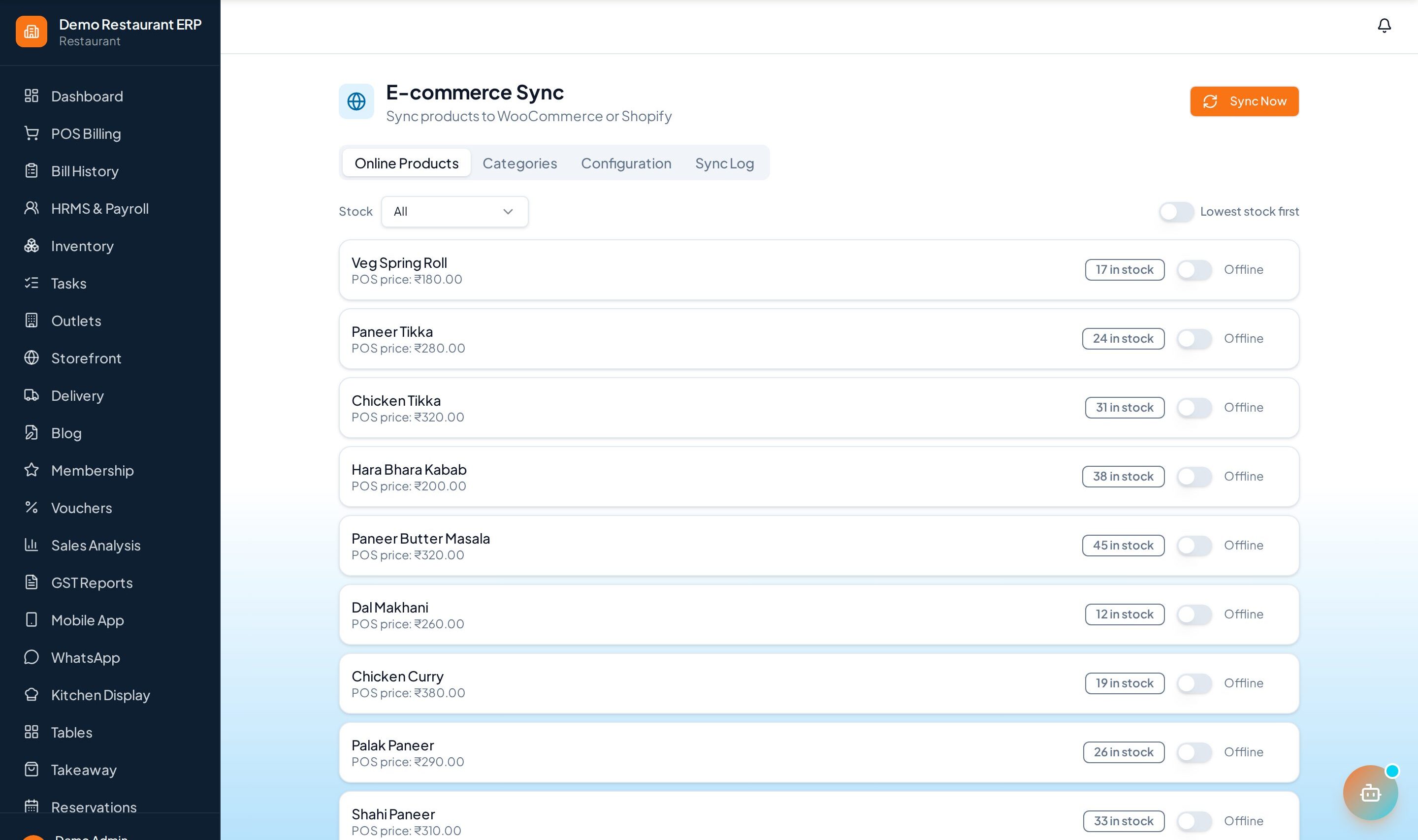 ERP Node ecommerce sync