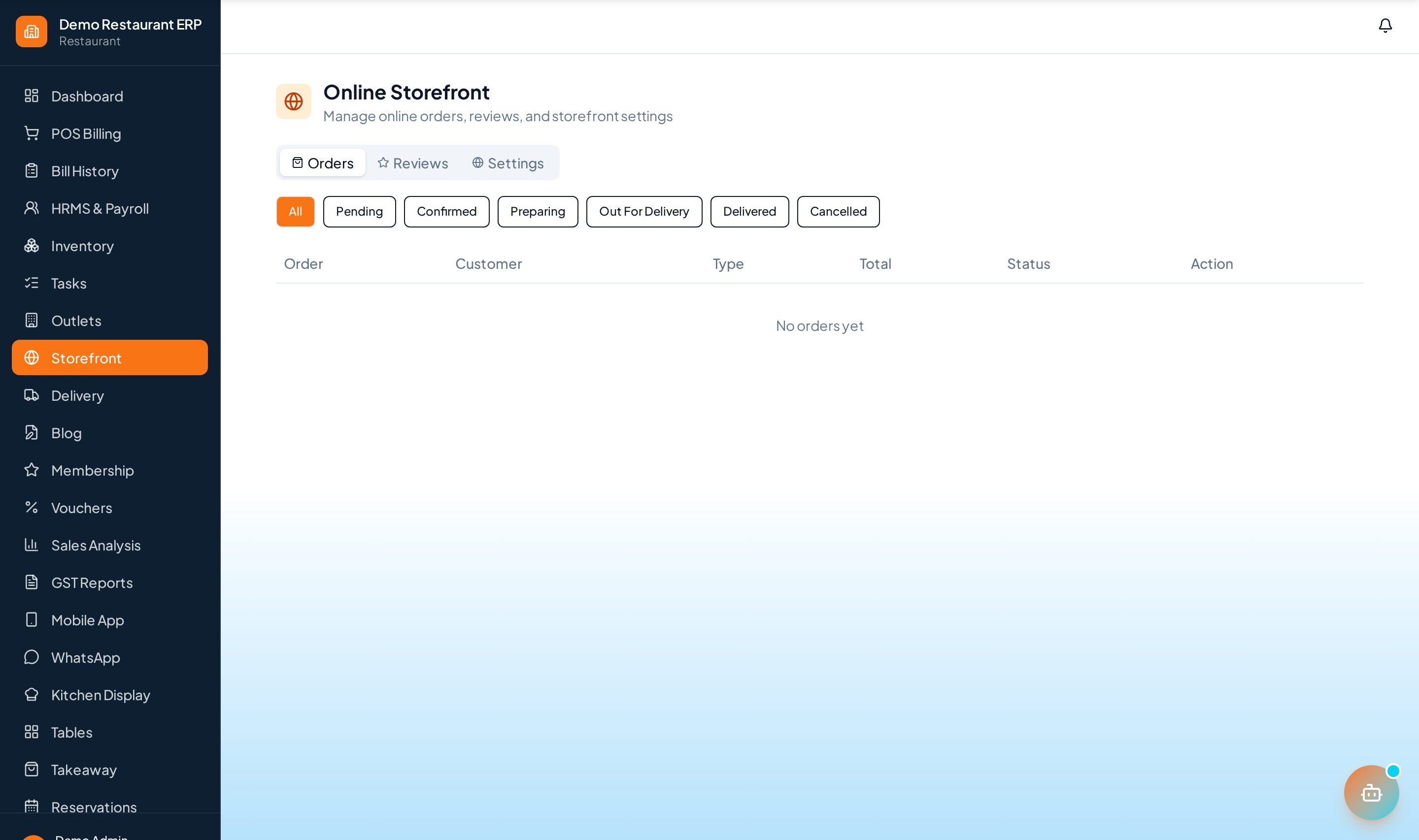 ERP Node storefront admin setup